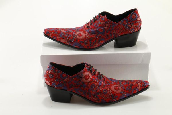 

mens shoes high heels pointy red elegant floral wedding shoes male genuine leather dress formal office oxford zapatos hombre, Black