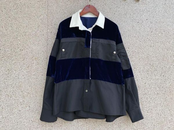 

2021 autumn new women velvet patchwork loose shirt female long sleeve blouse 2 color tutu 7.16, White