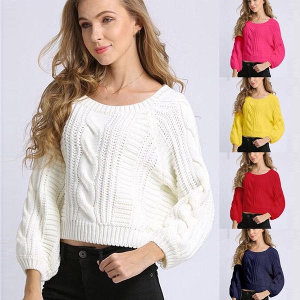 

sweater women long sleeve puff sleeve short o-neck knitting striped dropshipping winter 2020 fashion selling work cloth1, White;black