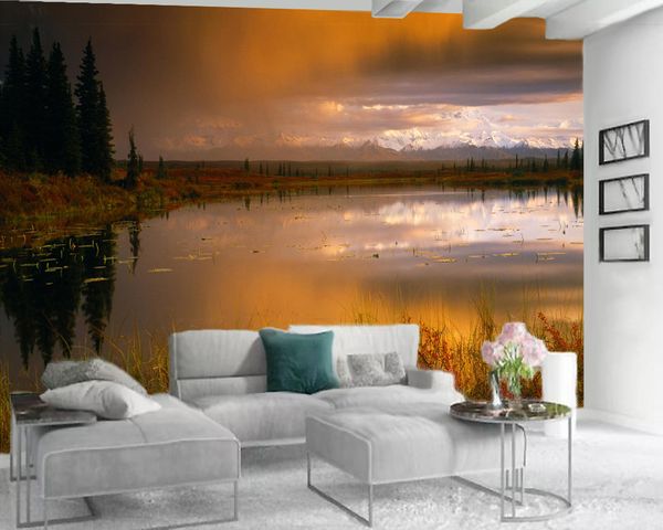 

3d обои scenery в стены стикеры красивые рыбы пруд декорации интерьера украшение шелкового mural обои