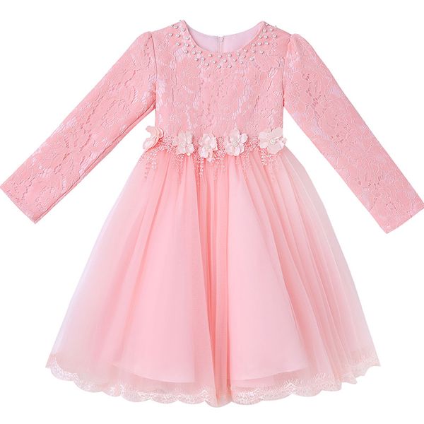 

fashion princess dress girls long dress summer new style children' wedding dress skirt performance costumes for children (long sleeve, White;blue