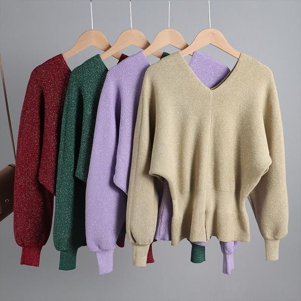 

new lurex glitter v neck women sweater autumn winter warm pullover jumper fashion batwing sleeve female sweater top, White;black