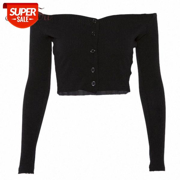 

artsu off the shoulder for women black t shirt slash neck knitted crop long sleeve fitness tees white asts20480 #hp8f