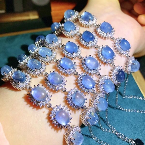

s925 silver inlaid ins style simple women's natural sea blue jewelry bracelet treasure bracelet crystal z jewelry rkfjb, Golden;silver