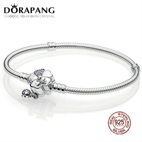 

2021 new 100% 925 sterling silver new moment bloom four-leaf flower bracelet suitable diy jewelry for mother gift, Black