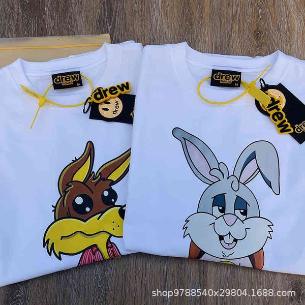 

men's t-shirts drew fashion house short sleeve lovers have been tested. big gray wolf rabbit are the same as bieber 8866, White;black