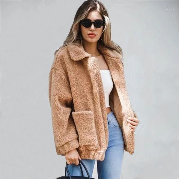 

2018 new winter accessory full zipper thick warm fuzzy cashmere lamb fur bf style oversized baggy parka coat jacke1, Black