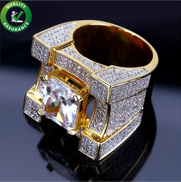 

Hip Hop Jewelry Mens Gold Rings Iced Out Micro Paved CZ Finger Ring Luxury Diamond Bling Love Ring Pandora Style Charms Wedding Accessories