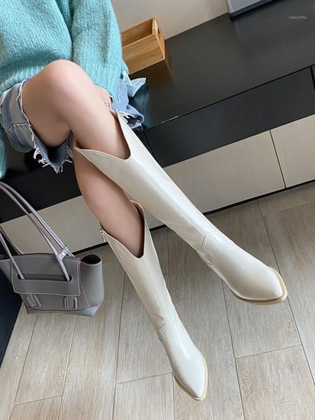 

magical2021 new high white pointed v-mouth knight women's thi heel leather straight boots1, Black