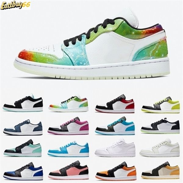

топ-2020 galaxy green пурпурный многоцветный 1 low mens black cyber ​​toe laser голубой баскетбол обувь 1s мужчины женщины тренеры спорт кро