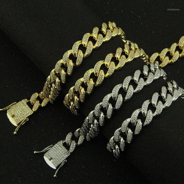 Catene Hip Hop Micro Pave Cubic Zircon Iced Out Cuban Curb Link Chain Uomo Donna Bling CZ Collane Rapper maschile Jewelry1