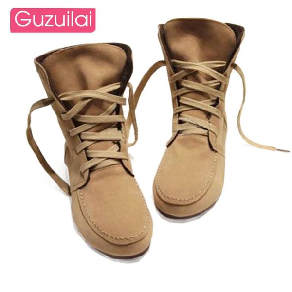 

winter female boots flat ankle lace-up student women's shoes single, Black