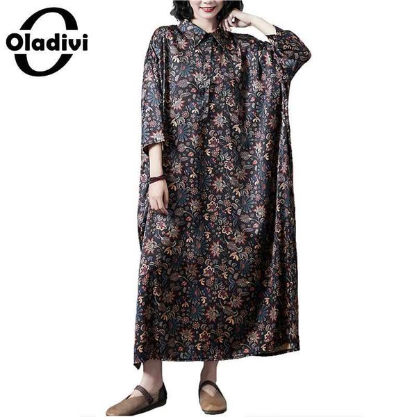 

oladivi плюс размер женской одежды мода печать дама повседневной сыпучей макси платье девушка футболка с длинным платьем мундир vestidios 8x, Black;gray