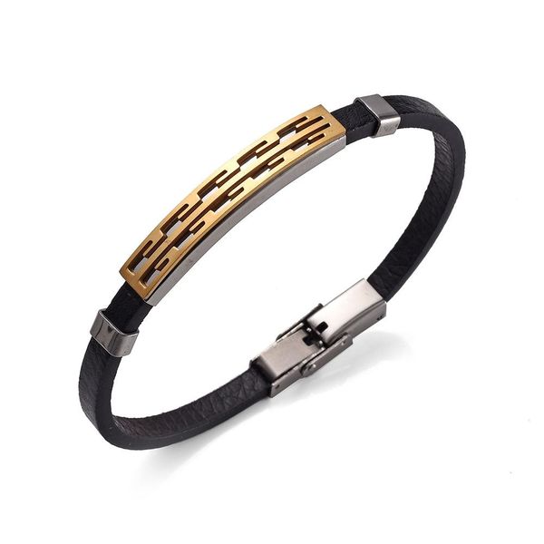 

2019 21.3cm длинный кожаный браслет из нержавеющей стали европа и соединенные штаты популярные браслет браслеты для мужчин sqczaf new_dhbest, Golden;silver