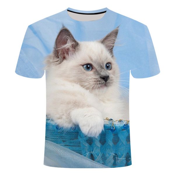 

cat summer white cat 3d print shirts oversized funny horror men clothing