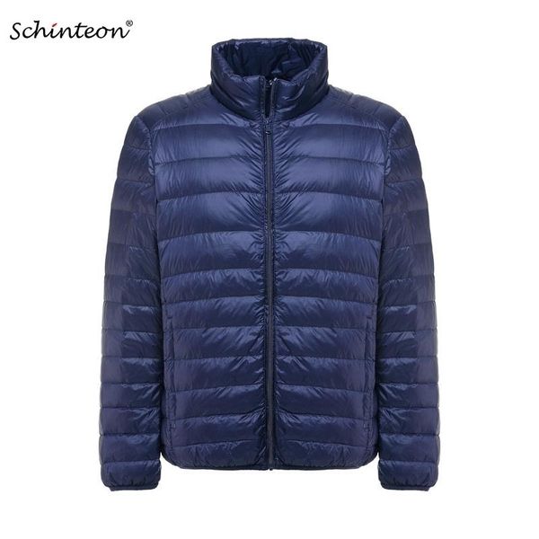 

schinteon men white duck down jacket ultra light thin jackets stand collar outerwear new arrival autumn m-6xl 201114, Black