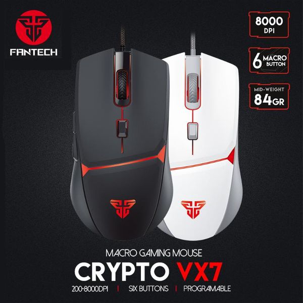 

fantech vx7 optical gaming mouse adjustable 8000dpi 6 button macro gaming mice ultra light 84g for fps moba gamer mouse