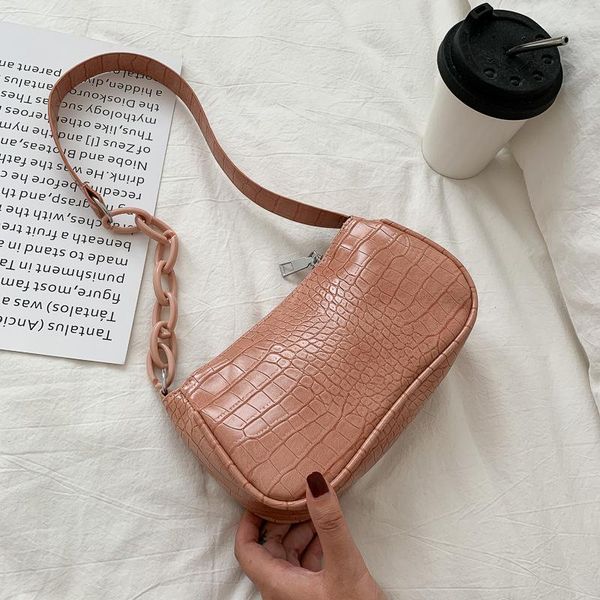 

shoulder bags milk color baguette bag female 2021 retro portable