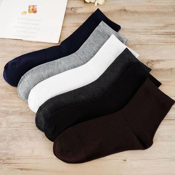 

men solid color middle tube socks solid color autumn and winter business breathable sweat absorption leisure sports men bbybvn, Black