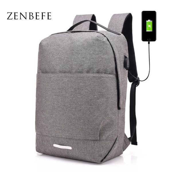 

backpack zenbefe simple backpacks usb charging school bag for men travel rucksack student bookbags lap15 inch bags