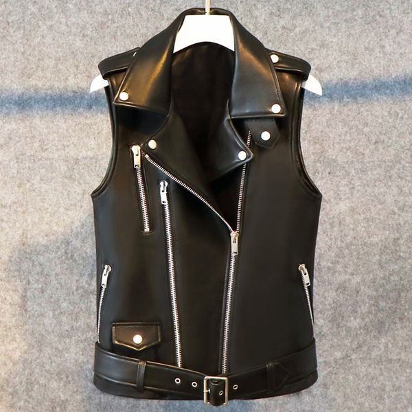 

lautaro short black spring faux leather vest women zipper plus size sleeveless biker jacket leather waistcoat gilet 5xl 6xl 7xl 210201