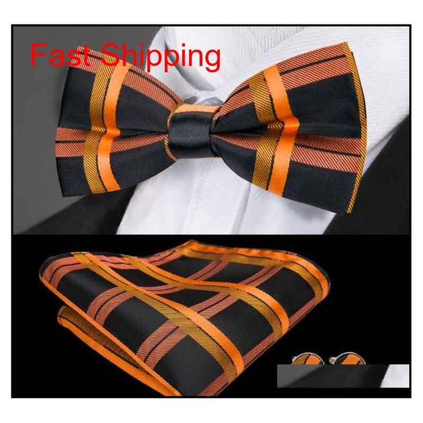 

black and gold squares jacquard men's bowties holesale wedding business party qylomu mj_fashion, Black;gray
