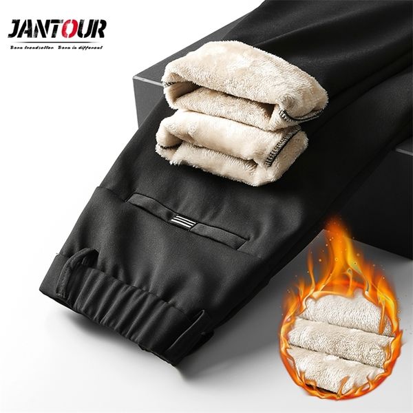 

jantour brand new winter men's fleece warm casual pants business black classics straight fashion trousers plus size 28-40 201218