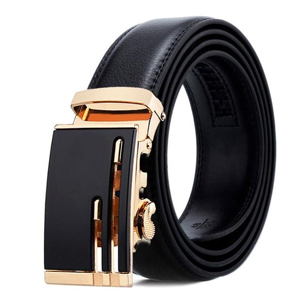 

men belt cow genuine leather belts for men new arrival gold automatic buckle male strap metal buckle cowhide, Black;brown