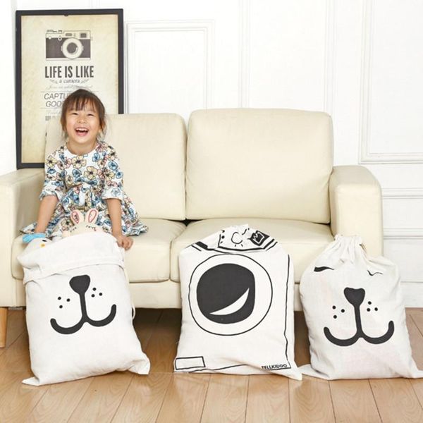 

storage bags 1pc canvas baby toys bag clothing basket laundry hanging drawstring household pouch home organization