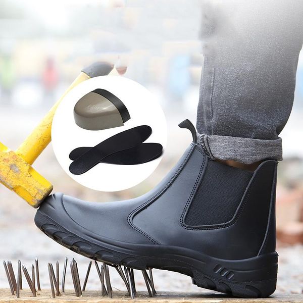 

men indestructible shoes construction outdoor steel toe cap work shoes men boots waterproof puncture proof safety, Black