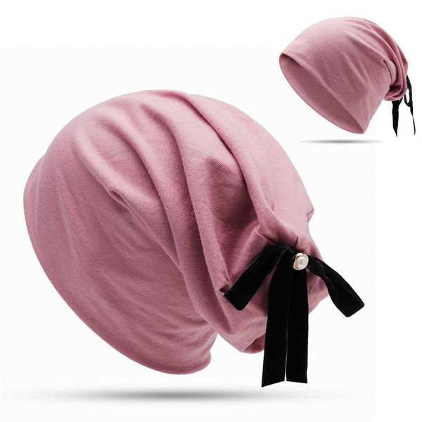 

лесов хлопок beanie hat женщины hat с поддельный pearl bowknot ленты тюрбан шапочки череп cap summer spring hip hop громоздкая cap new, Blue;gray