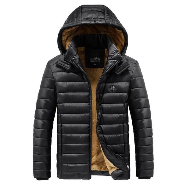 

men's down & parkas plus velvet winter men 2021 thick casual warm hooded waterproof mens jacket coats striped hat detachable hoodies, Black