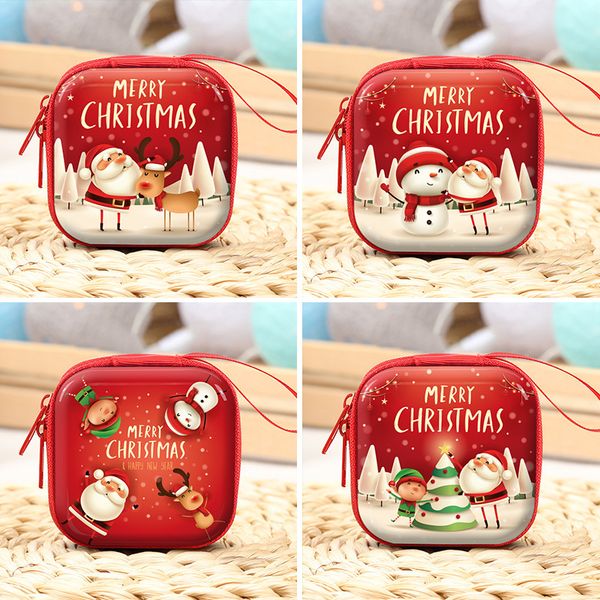 

christmas decoration kids gift bag coin purse cute creative xmas santa claus snowman elk zippered bags square earphone storage bag cz101603