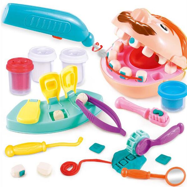 Médico Brinquedos Para Crianças Finja Jogar Brinquedo Dentista Verificação Dentes Modelo Definir Médico Kit Papel Play Simulação Early Aprendizagem Brinquedos 210312