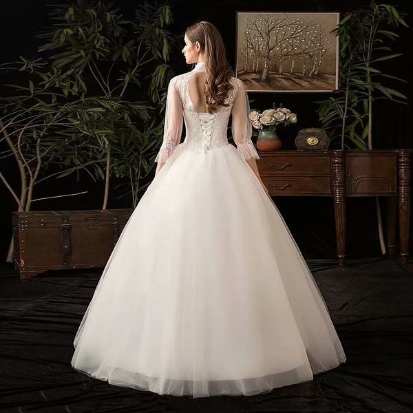 

2021 spring elegant wedding dress dressed new tulle lace three-room line d9i5, Blue;red
