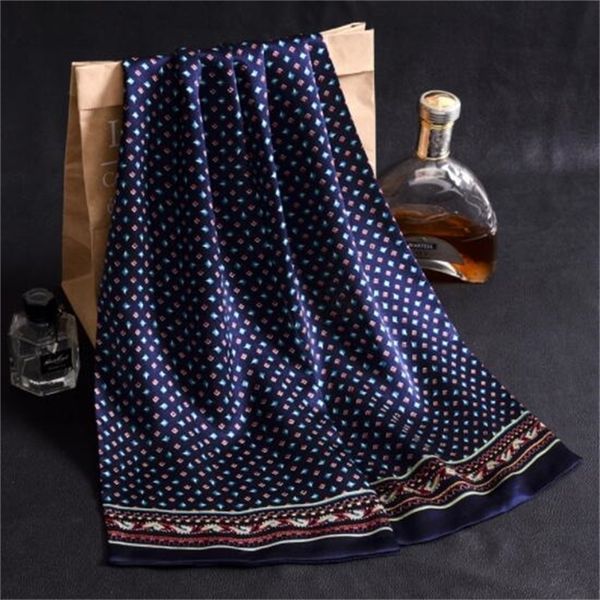 

28x160cm men long printed design 100% pure silk scarf neck scarves y201007, Blue;gray