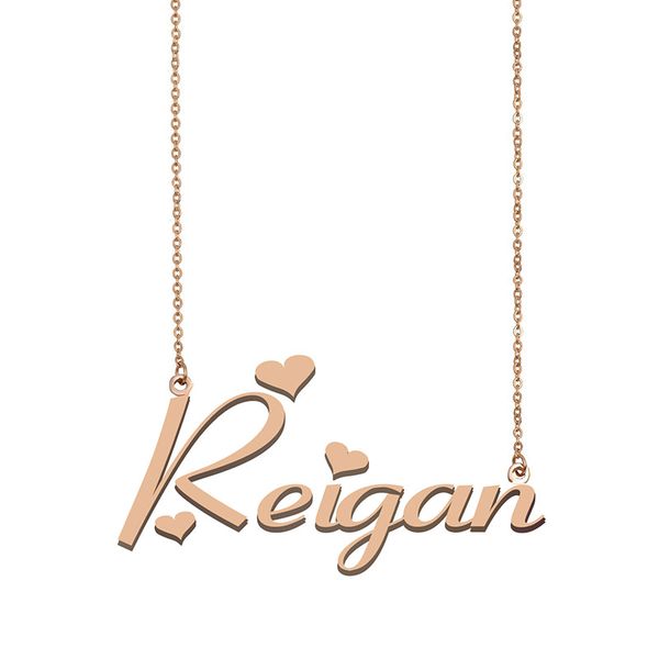 

reigan name necklace custom nameplate pendant for women girls birthday gift kids friends jewelry 18k gold plated stainless steel, Silver