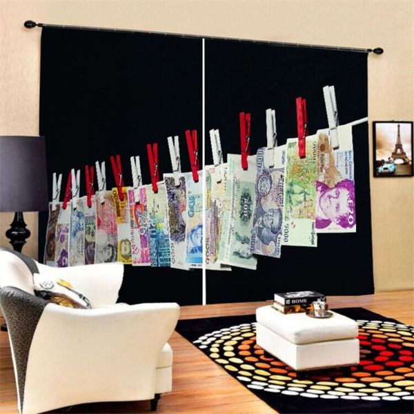 

2 panels money print 3d window drapes home bedroom decor window curtain for living room blackout treatments dropshipping