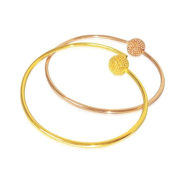 

italy design au750 gold office ball smooth bangle lady's open bangle, Black