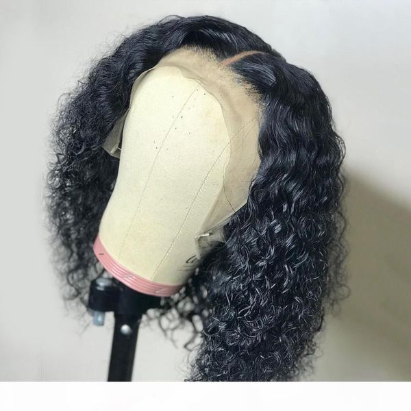 

bib 13x4 kinky curly bob wig 150% lace front human hair wigs with baby hair brazilian remy short curly bob wigs for women, Black;brown