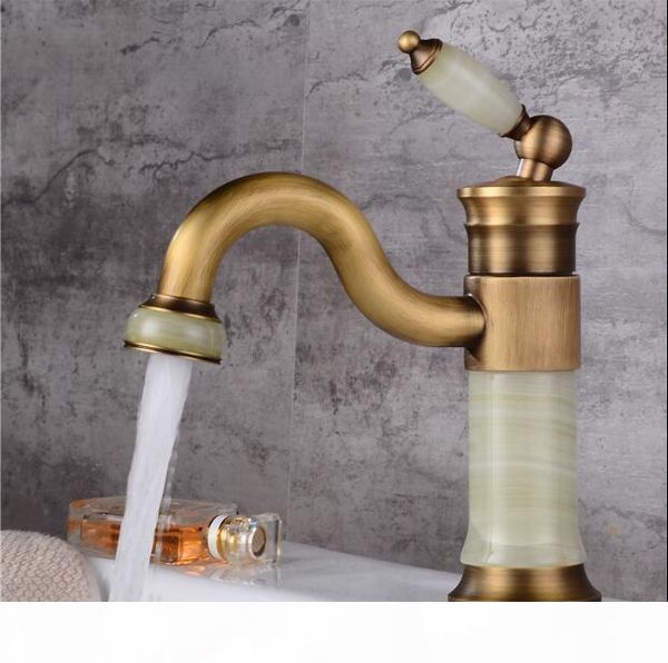 

vidric fashion solid brass and natural jade construction bathroom and cold gold finish basin faucet,tap sink mi