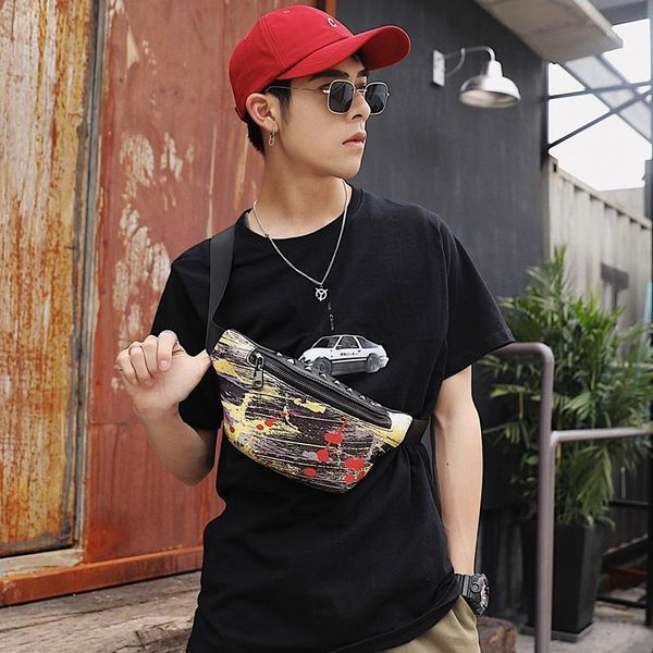 

tidog individual graffiti yellow fashion breast chest bag1