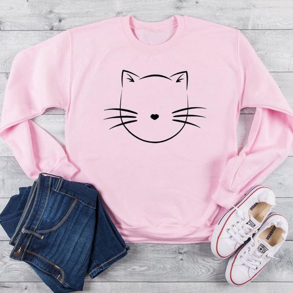 

cat graphic women fashion pure cotton casual kawaii cute young hipster girl gift young street party tumblr sweatshirt - l4641, Black