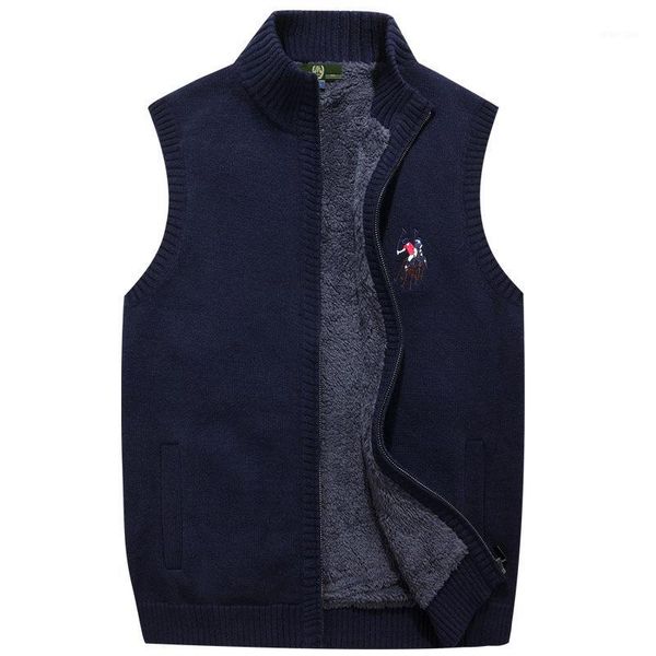 

winter warm thicken mens vest fleece vests warm stand collar waistcoat cardigan sleeveless outwear jacket male clothing1, White;black