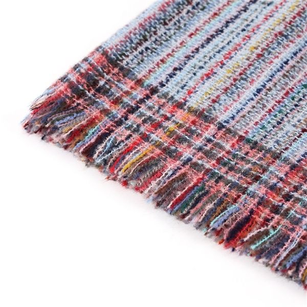 

designer brand women scarf fashion plaid winter scarves for ladies cashmere shawls wraps warm neck triangle bandage pashmina y201007, Blue;gray