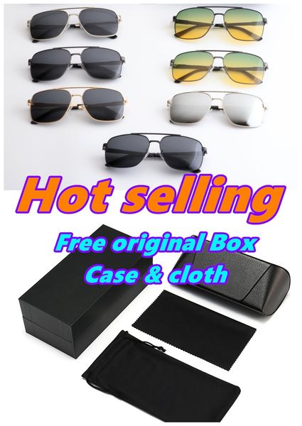 

fashion classic 8843 sunglasses for men metal square gold frame uv400 vintage style attitude sunglasses protection eyewear with box, White;black