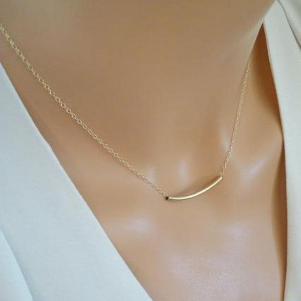

chokers design tube short chain necklaces for women metal brass gold necklace boho jewelry choker collane femme, Golden;silver