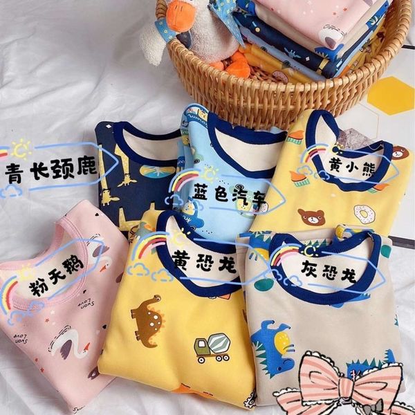 

underwear set plush trousers thickened children's autumn winter pajamas home baby boys girls warm cloth, Blue;red