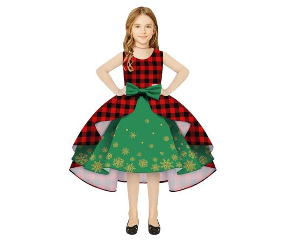 детское платье, бальное платье, платье для девочек, юбка в клетку для особых случаев, детская одежда, рождество, зеленый, красный