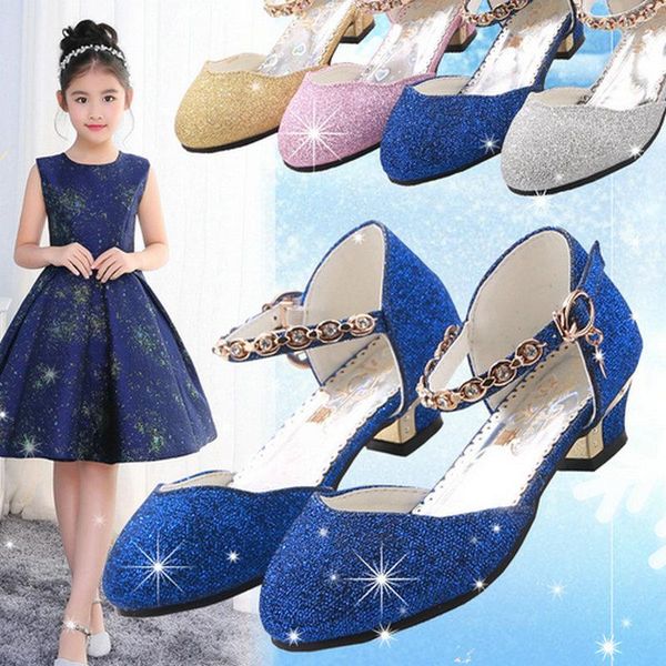 

girls princess shoes for party and wedding children girl leather shoes school high heels, Black;grey